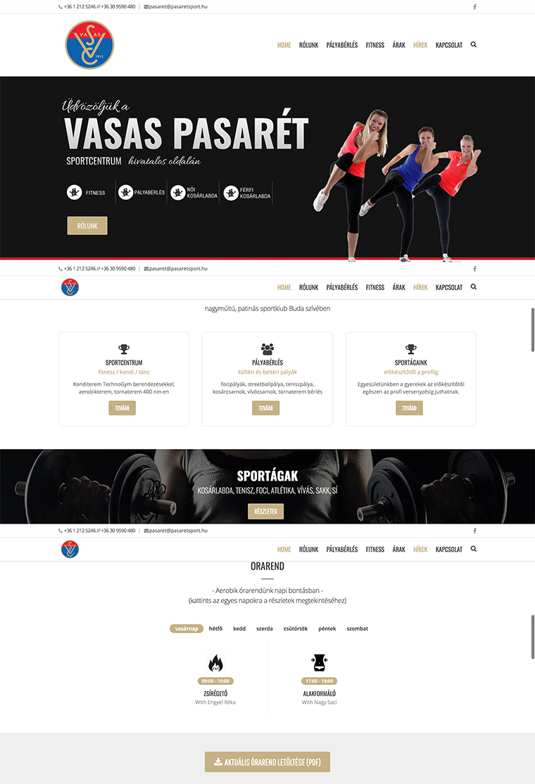 Vasas Pasarét - website